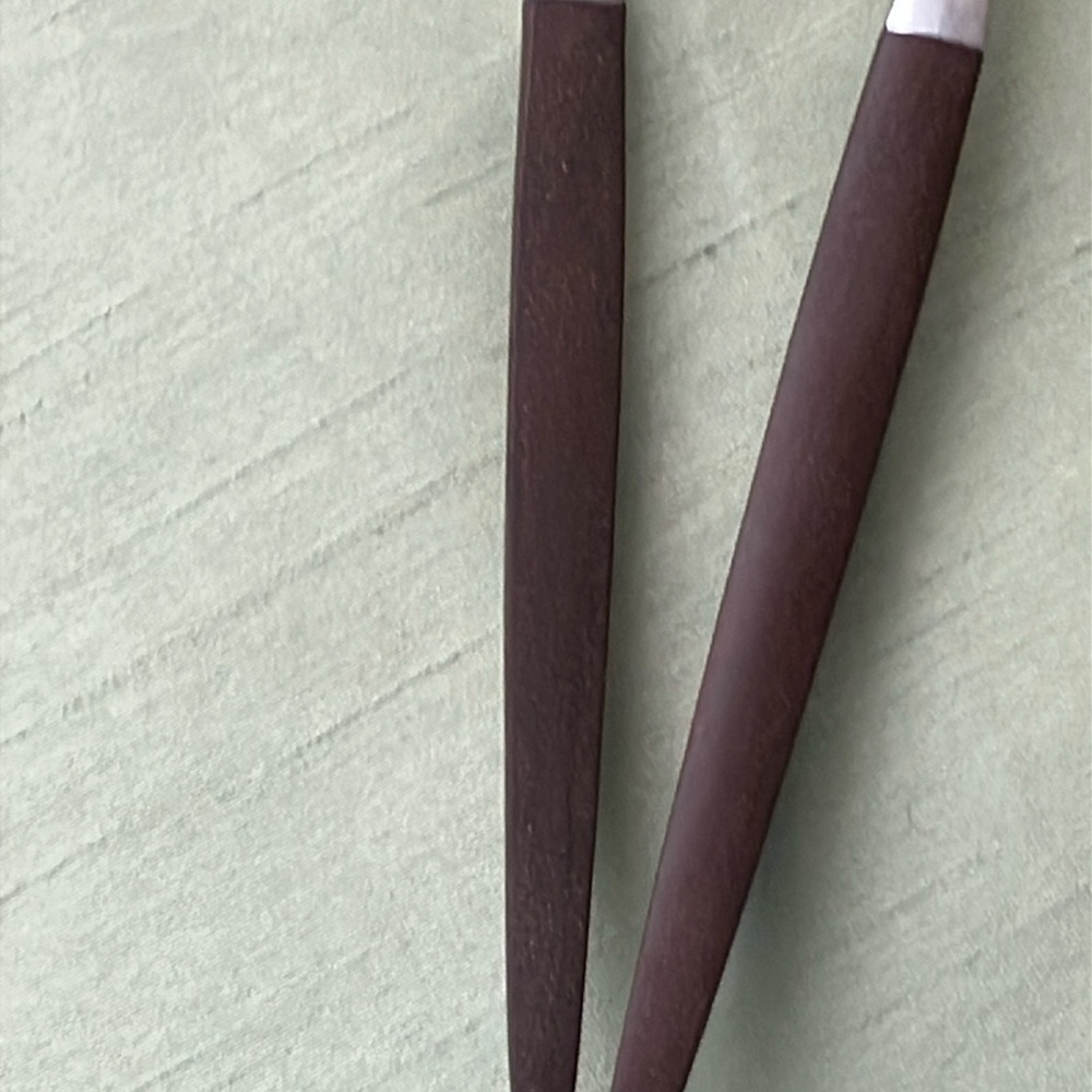 Vintage Ekco Eterna Canoe Muffin 2 pc Elegant Faux Rosewood Handle SERVING SET - Picture 7 of 15